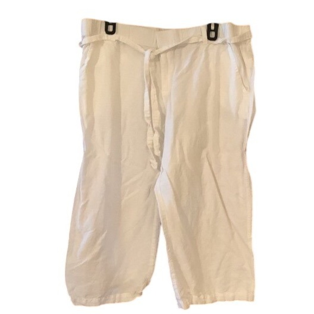 Liz Claiborne White Cropped Wide Leg Belted Casual Pants XL